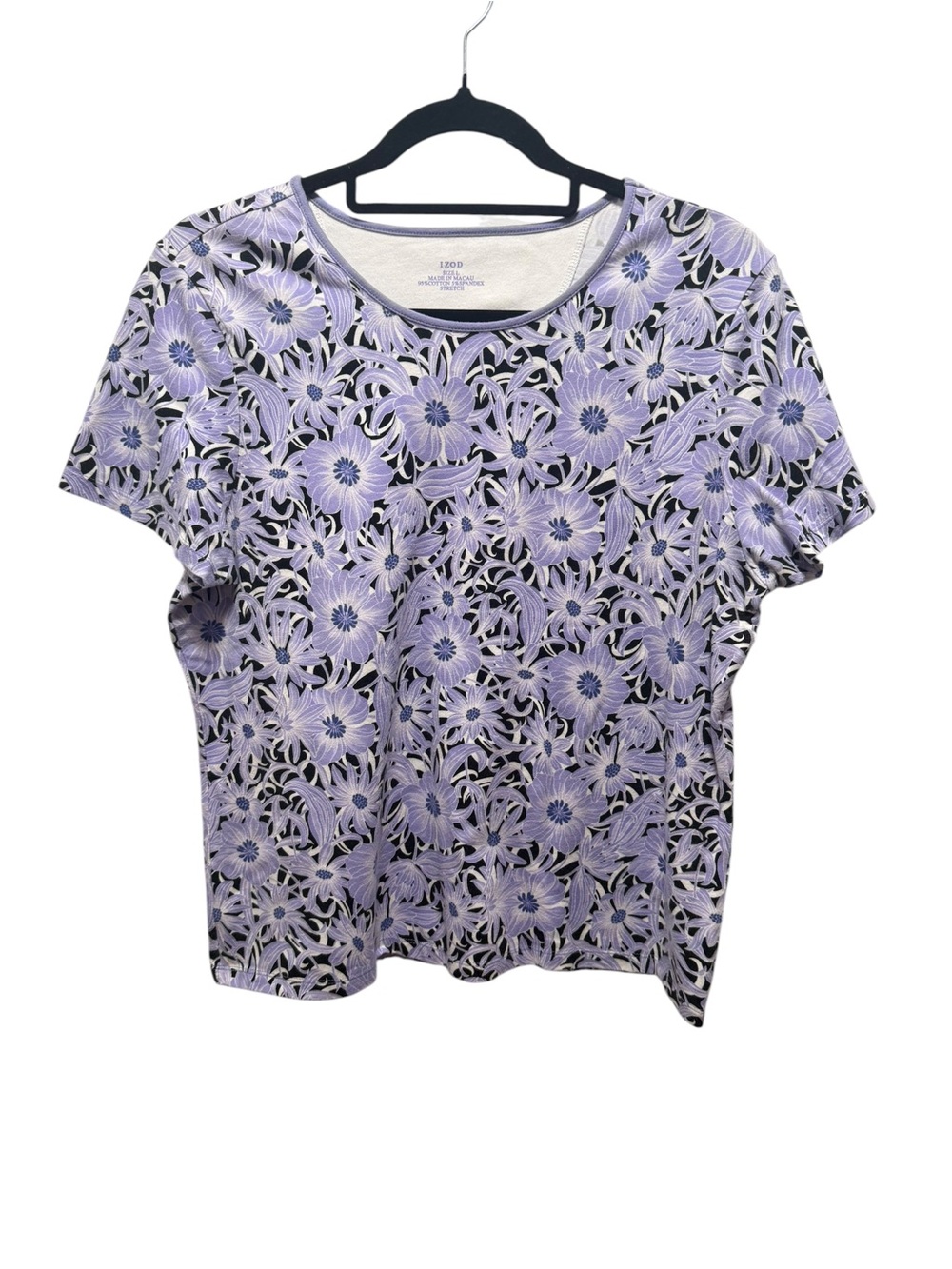 Izod Lavender Floral Short Sleeve Tee